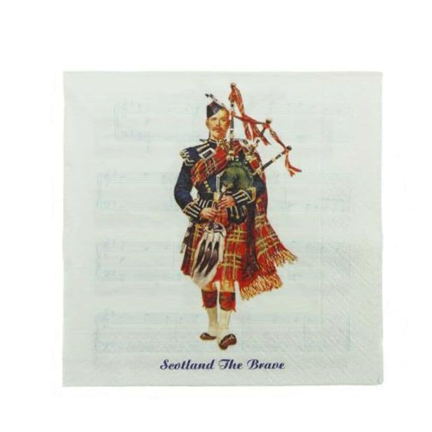 3ply Paper Soft Napkins - 33x33cm - Musical Piper - Pack of 120 - Scottish Gift in Burns Night