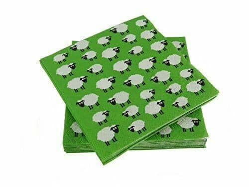 3ply Paper Soft Napkins - 33x33cm - Sheep Repeat - Pack of 240 - Scottish Gift in Burns Night