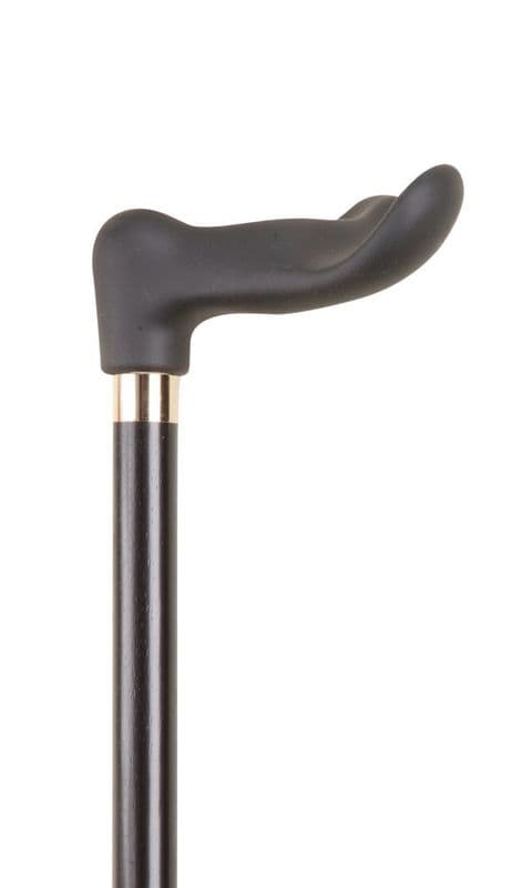 Anatomical Soft Feel Handle Walking Stick, Left/Right Hand, Hardwood Shaft, Brass Collar, 91cm
