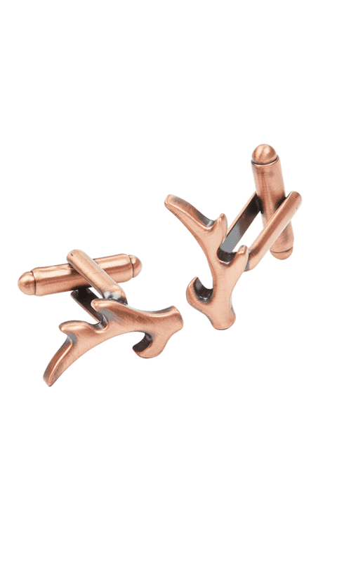 Antler Copper Cufflinks (KCL47C) - Traditional Polished Pewter, Gift Boxed, Made in Scotland