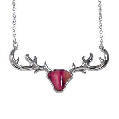 Antler Silver-Plated Heathergem Necklace – Handcrafted in Scotland, Gift Boxed