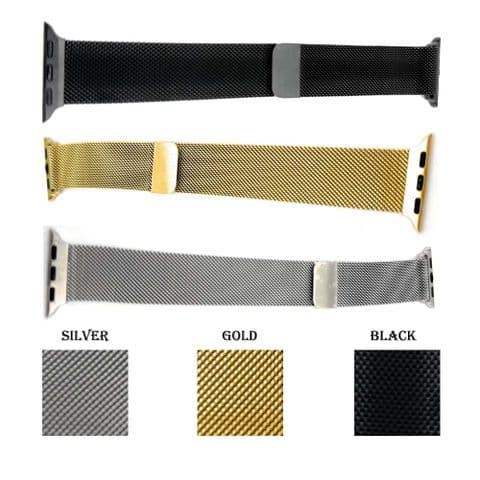Apple Watch Compatible Milanese Magnetic Strap - Stainless Steel, Multiple Colors, Sizes 38mm & 42mm