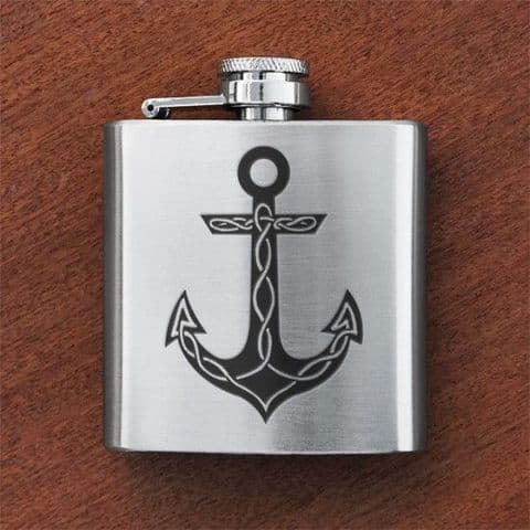 Art Pewter Scottish Engraved Sporran Flask Anchor 3oz Hip Flask New