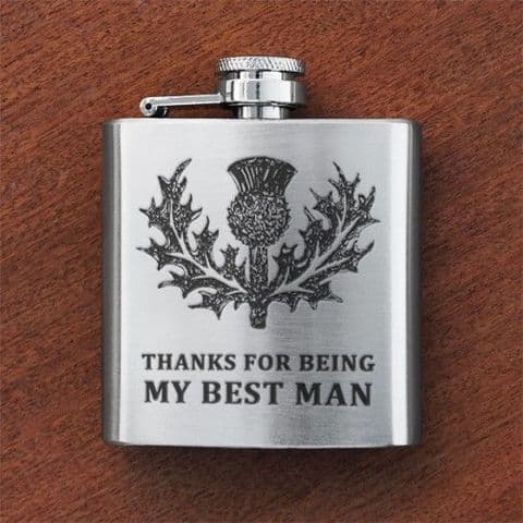 Art Pewter Scottish Engraved Sporran Flask Anchor 'Best Man' 3BM Hip Flask New