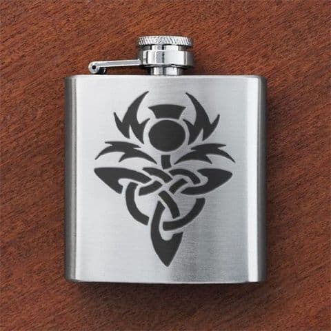 Art Pewter Scottish Engraved Sporran Flask Anchor Celtic Thistle 3oz Hip Flask New