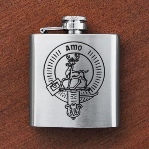 Art Pewter Scottish Engraved Sporran Flask Anchor Clan Crest 3oz Hip Flask New