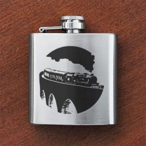 Art Pewter Scottish Engraved Sporran Flask Anchor Steam Train 3oz Hip Flask New