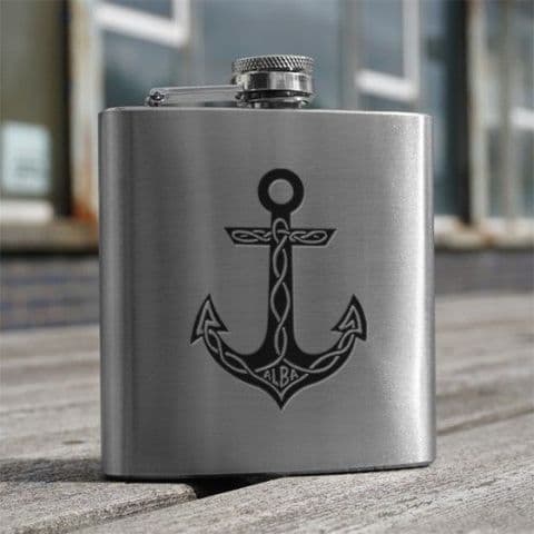 Art Pewter Scottish HF6 AN - 6oz Stainless Steel Hip Flask Anchor New