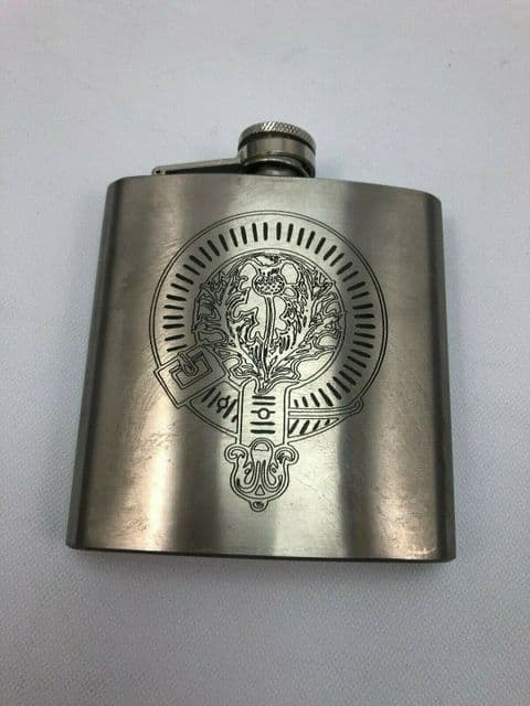Art Pewter Scottish Thistle Engraved 6oz Hip Flask New
