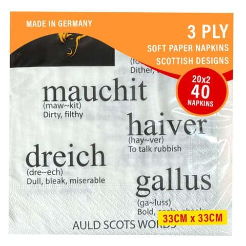 Auld Scots Words Design paper Napkins Serviettes (Pack of 40)