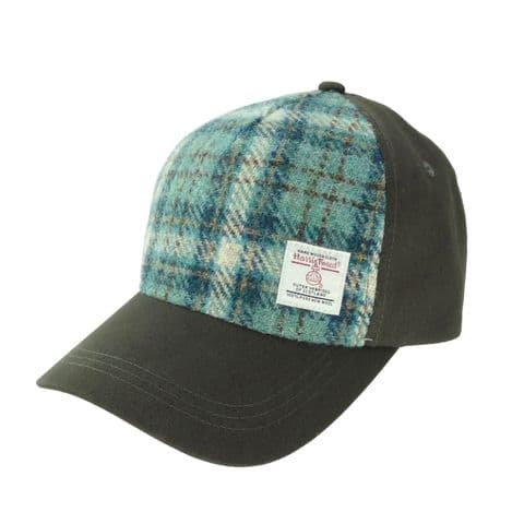 Authentic Luxury Harris Tweed Baseball Cap in Unique Duck Egg and Cream Check BC1000-COL 121