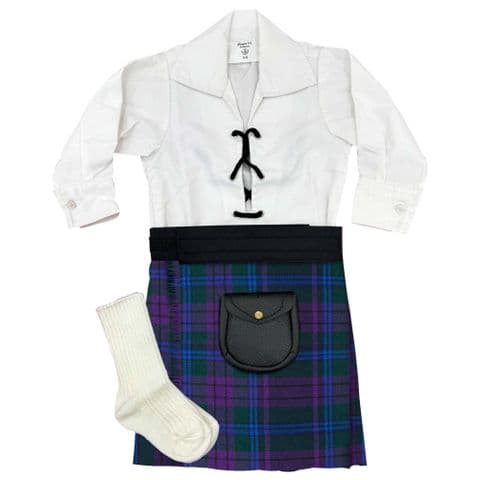 Babies Traditional Kilt Outfits Scottish Tartan Spirit of Scotland with Ghillie Shirt