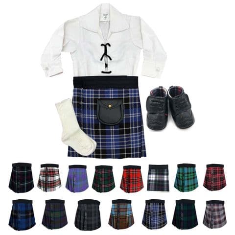 Babies Traditional Kilts Outfits Scottish Tartan Clark Ancient With Soft Baby Booties