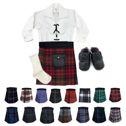 Babies Traditional Kilts Outfits Scottish Tartan MacDonald With Soft Baby Booties