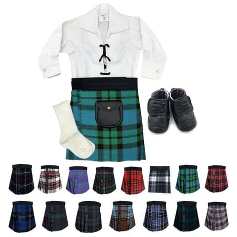 Babies Traditional Kilts Outfits Scottish Tartan MacKay Ancient With Soft Baby Booties