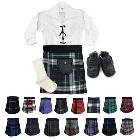 Babies Traditional Kilts Outfits Scottish Tartan MacKenzie Dress With Soft Baby Booties