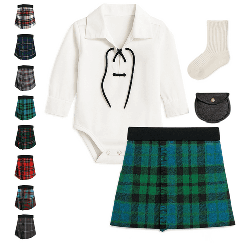 Baby Kilt Outfit Ghillie Shirt, Sporran, kilt hose - Tradition MacKay Ancient Tartan