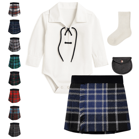 Baby Kilt Outfit Ghillie Shirt, Sporran, kilt hose - Traditiona Clark Ancient Tartan