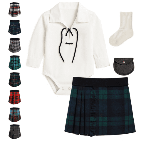 Baby Kilt Outfit Ghillie Shirt, Sporran, kilt hose - Traditional  Black Watch Tartan