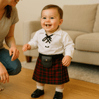 Baby Kilt Outfit Ghillie Shirt, Sporran, kilt hose - Traditional Scottish Macdonald Tartan
