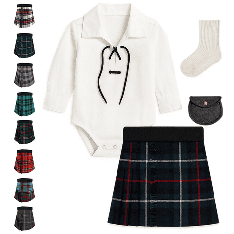 Baby Kilt Outfit Ghillie Shirt, Sporran, kilt hose - Traditional Scottish Mackenzie Tartan