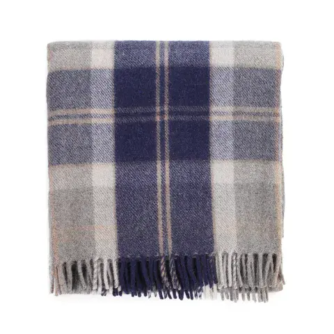 BANNOCKBANE SILVER TARTAN SCOTTISH WOOL HIGH QUALITY BLANKET THROW
