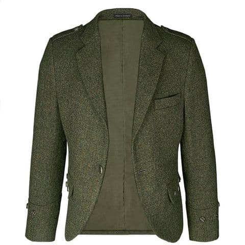 Beaters Green Shetland Tweed Argyll Kilt Jacket - 100% Pure Wool, Made in Scotland