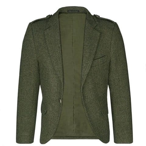 Beaters Green Shetland Tweed Crail Kilt Jacket - 100% Pure New Wool, Made in Scotland