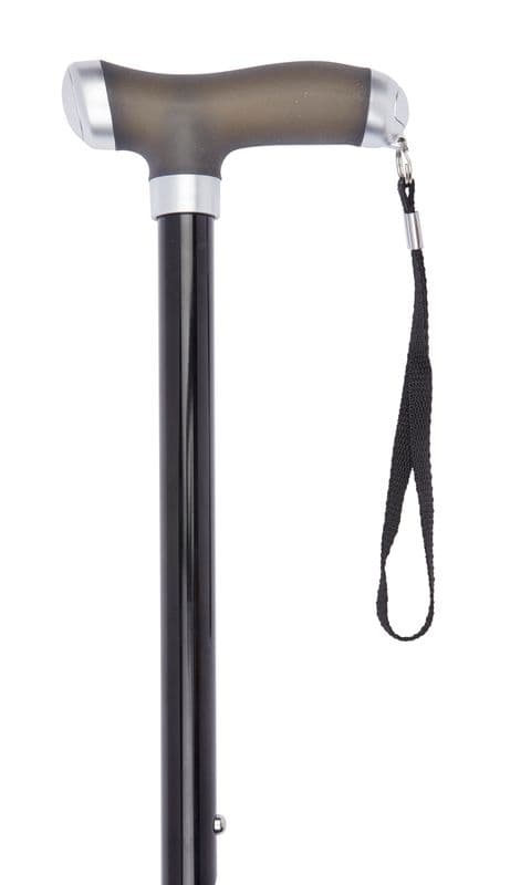 Black Adjustable Walking Stick with Comfy Gel Grip Handle - Lightweight, Ergonomic, 30-39" Height
