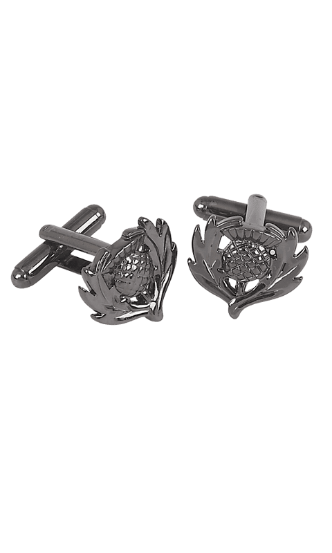 Black Chrome Thistle Cufflinks KCL33B