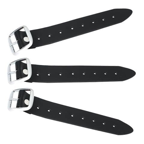 Black Leather Kilt Strap Extender Belt Set of 3, 7" Long with Buckle - Highland Wear Gift