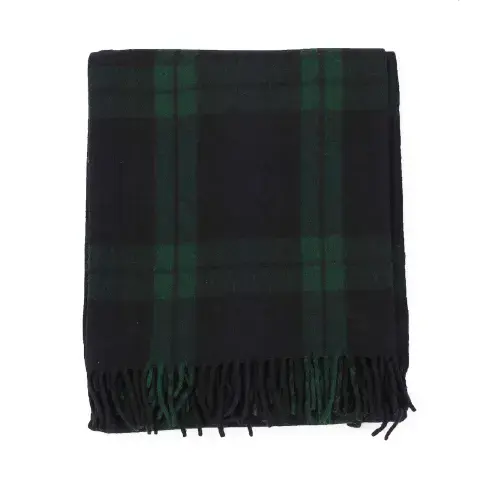 BLACK WATCH HIGHLAND WOOL BLEND TARTAN BLANKET / THROW EXTRA WARM