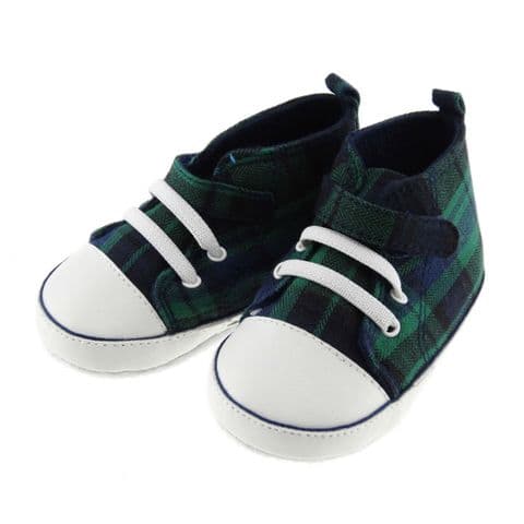 Black Watch Tartan Baby Bootees - Soft, Ages 0-24 Months- Boys & Girls Gift