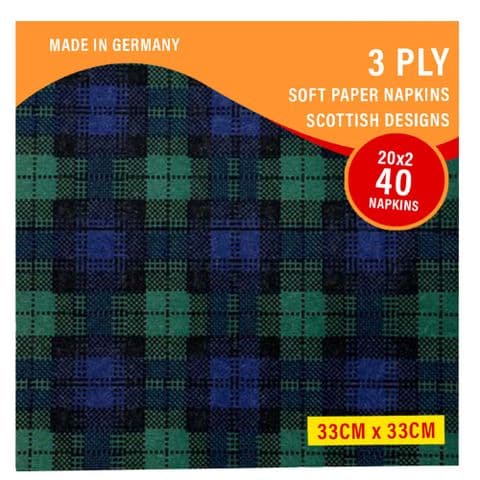 Black Watch Tartan Napkins - 3 ply paper (Pack of 40)