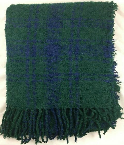Blanket Throw / Blanket Scarf Classic Green and Blue Tartan Design New