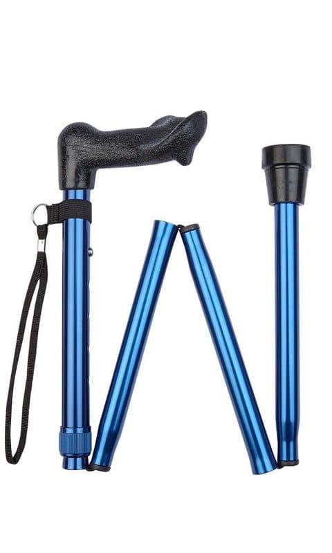 Blue Economy Anatomical Folding Stick - Left/Right Hand, Height Adjustable, Lightweight & Strong