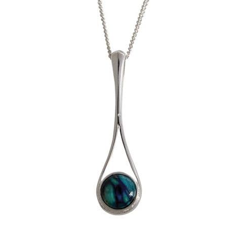 Braon Long Drop Silver Plated Heathergem Pendant - Handcrafted in Scotland, Gift Boxed
