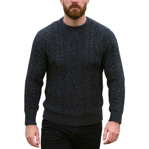 British Wool Round Crew Neck Jumper | Charcoal - Made in UK | Long sleeve Sweater | Christmas gift