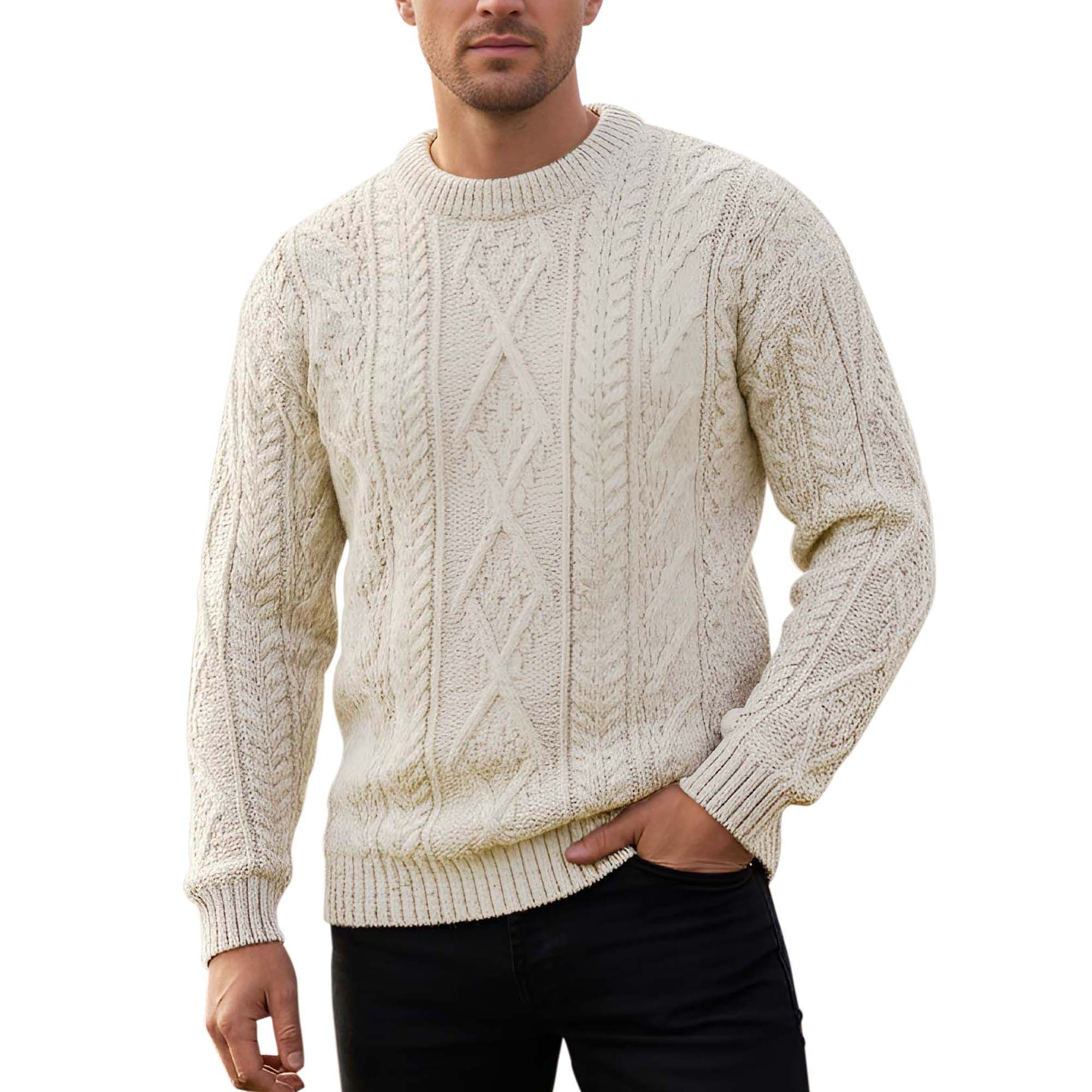 British Wool Round Crew Neck Jumper Cream Made in UK Long sleeve