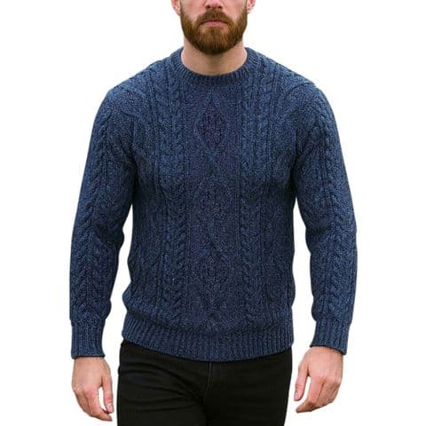 British Wool Round Crew Neck Jumper | Navy - Made in UK | Long sleeve Sweater | Christmas gift