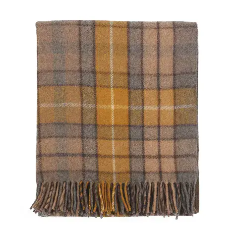 BUCHANAN NATURAL HIGHLAND WOOL BLEND TARTAN BLANKET / THROW EXTRA WARM