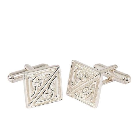 Celtic Knot Square Design Cufflinks in Sterling Silver – Luxury Scottish Accessory Gift Boxed - CCL3