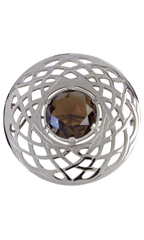Celtic Plaid Brooch With Stone - BLACK PB03J