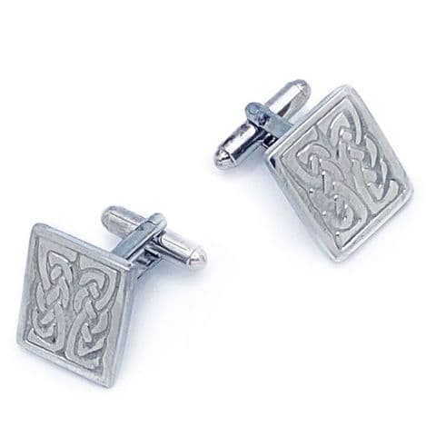 Celtic Rectangle Cufflinks in Polished Lead-Free Pewter with Swivel Bar Fastener, Gift - KAPC209
