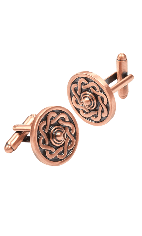 Celtic Shield Copper Cufflinks (KCL9C) - Polished Pewter, Gift Box, Made in Scotland