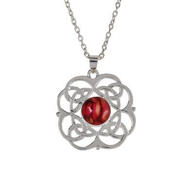 Circle Celtic Pendant – Silver Plated Heathergem Necklace, Handcrafted in Scotland