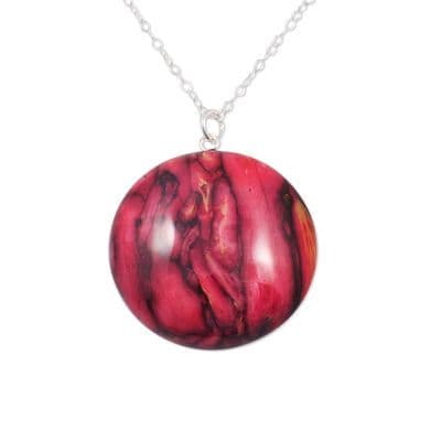 Circle Heather Sterling Silver Pendant – Handmade Heathergem Jewelry, 20" Silver Chain