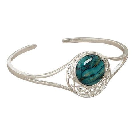 Cormag Celtic Silver Plated Bangle – Handcrafted in Scotland with Unique Heathergems