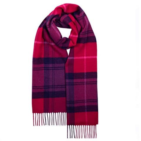 Darwin Cranston Fuchsia Check Oversized Lambswool Scarf