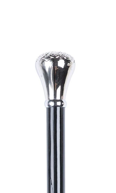 Decorative Chrome Knob Wooden Walking Stick Black Beech Wood Shaft, Chrome Handle, 91cm (36")